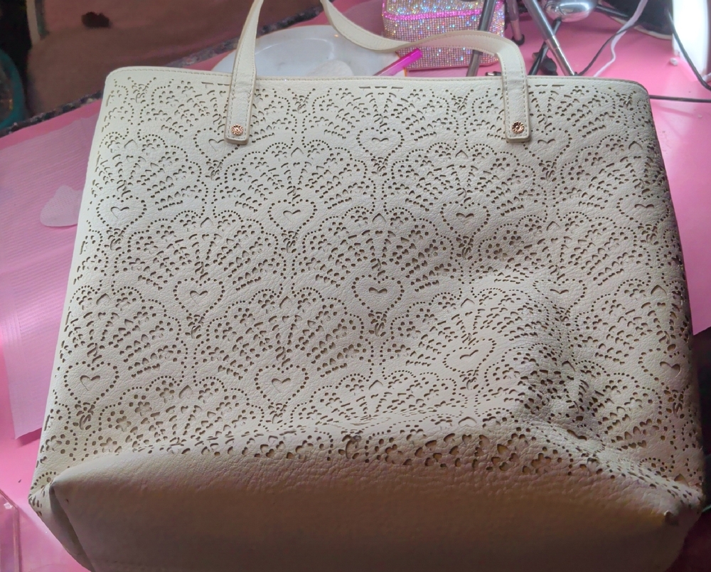 LC Lauren Conrad Cream Cut-Out Tote